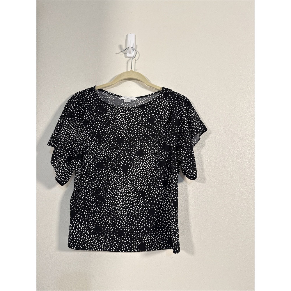 Liz‎ Claiborne Sm S/S Black Women's Top P1